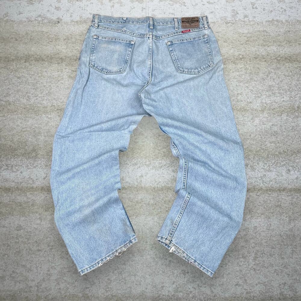Vintage Y2K Wrangler Jeans 38x30 Baggy Wide Leg Fit Light Wash Denim